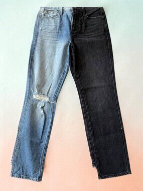 FRAME Le Sylvie Slender Straight Blue Black Jeans Size 26